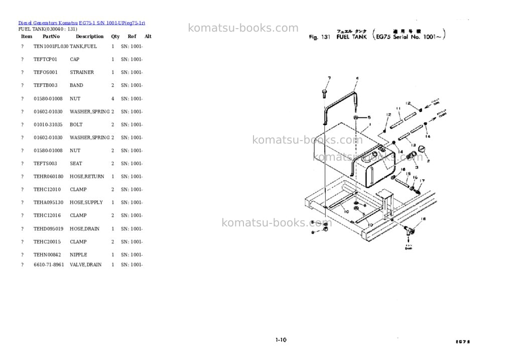 Komatsu eg75-1 s/n 1001-up Parts catalog cover Page 3