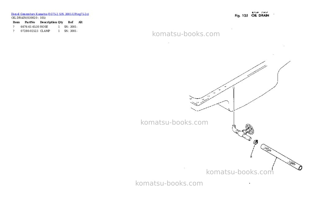 Komatsu EG75-2 S/N 3001-UP Parts catalog cover