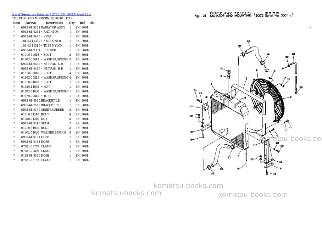 Komatsu EG75-2 S/N 3001-UP Parts catalog cover Page 3