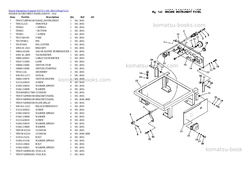 Komatsu EG75-2 S/N 3001-UP Parts catalog cover Page 6