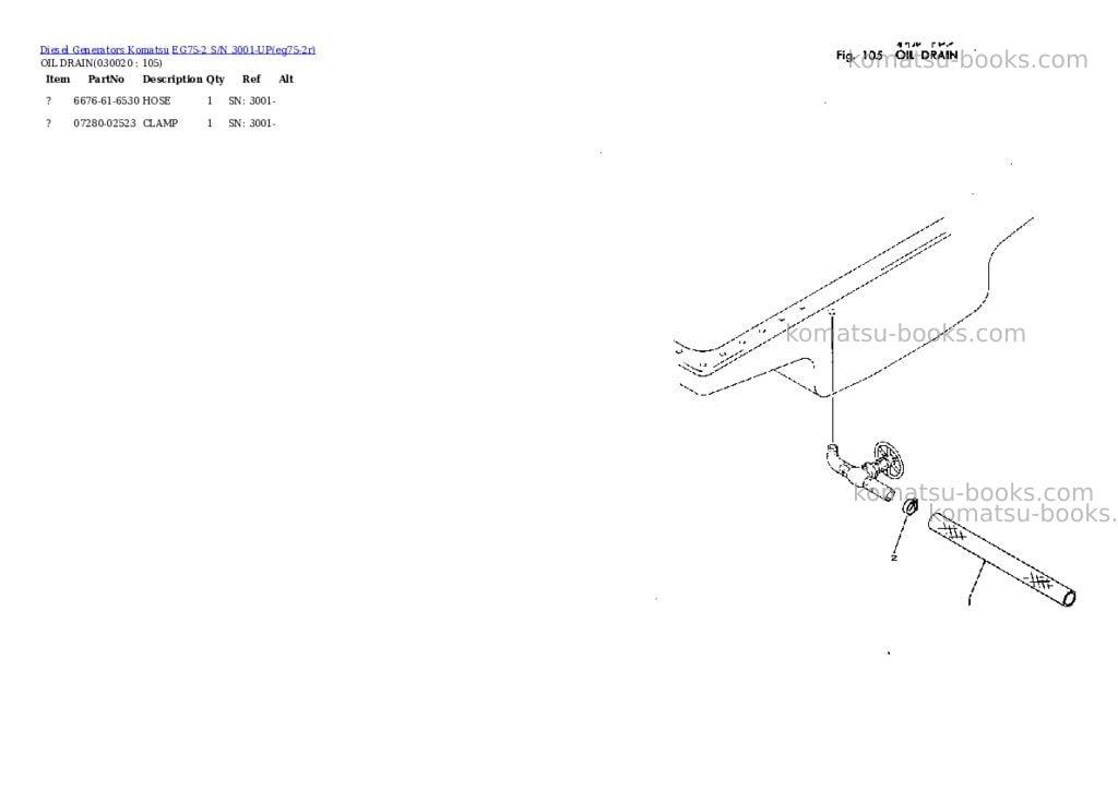 Komatsu eg75-2 s/n 3001-up Parts catalog cover
