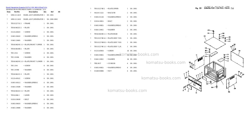 Komatsu eg75-2 s/n 3001-up Parts catalog cover Page 10