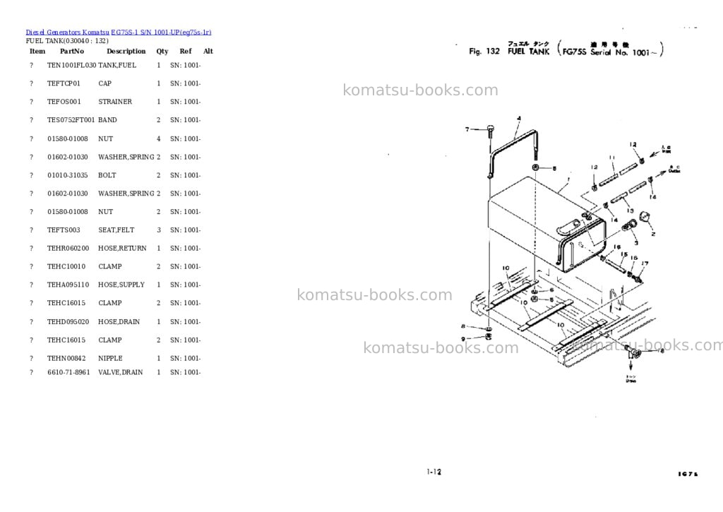Komatsu eg75s-1 s/n 1001-up Parts catalog cover Page 3