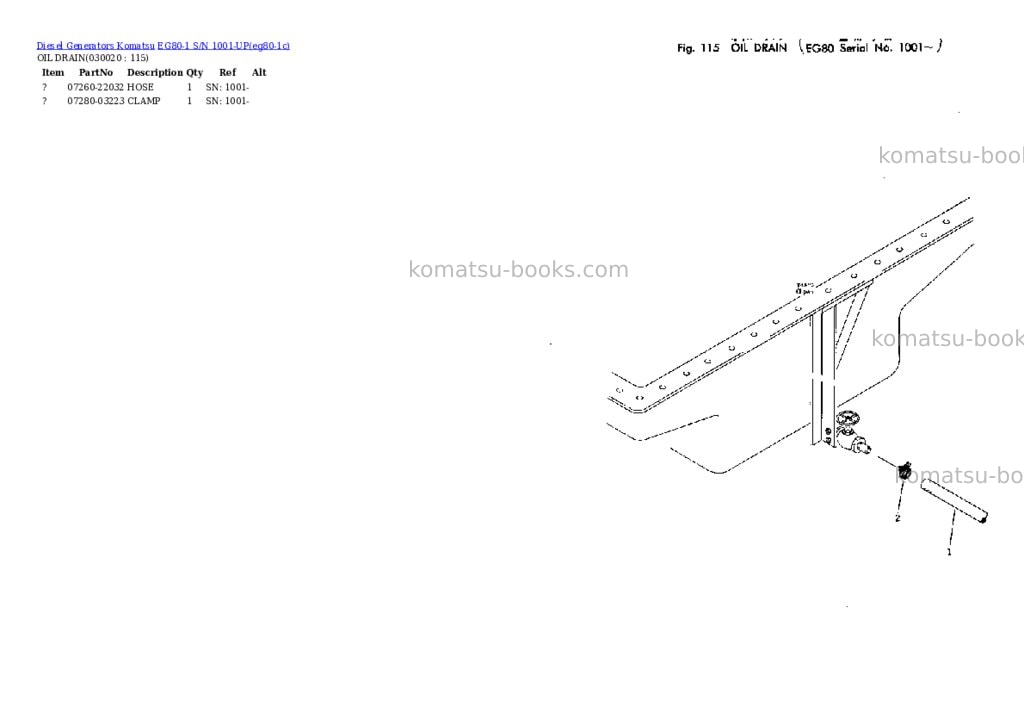 Komatsu EG80-1 S/N 1001-UP Parts catalog cover
