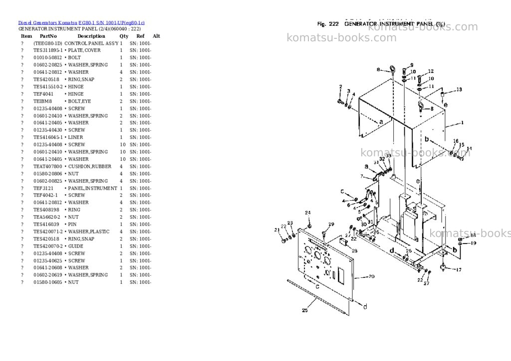 Komatsu EG80-1 S/N 1001-UP Parts catalog cover Page 10