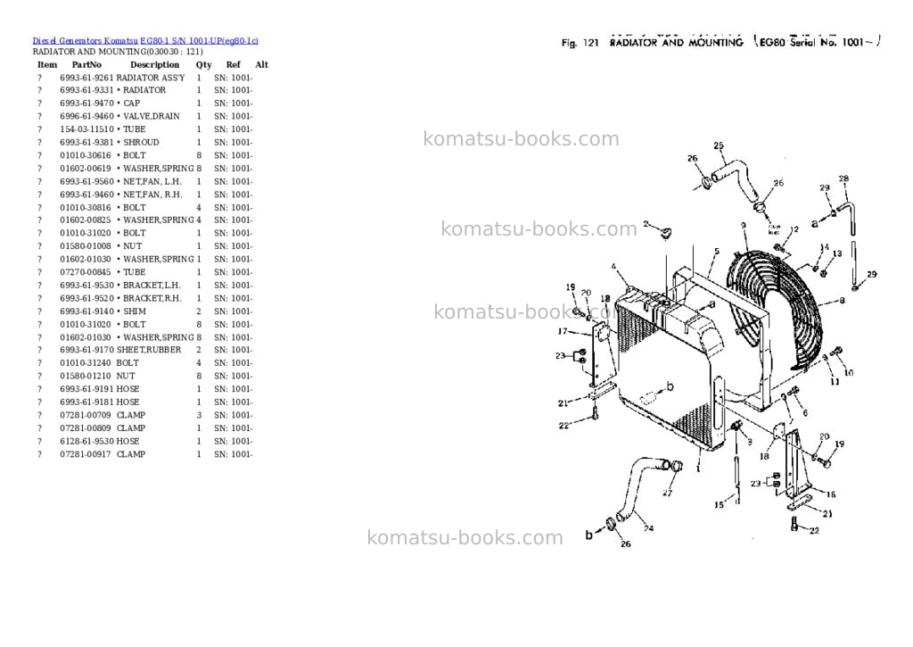 Komatsu EG80-1 S/N 1001-UP Parts catalog cover Page 2