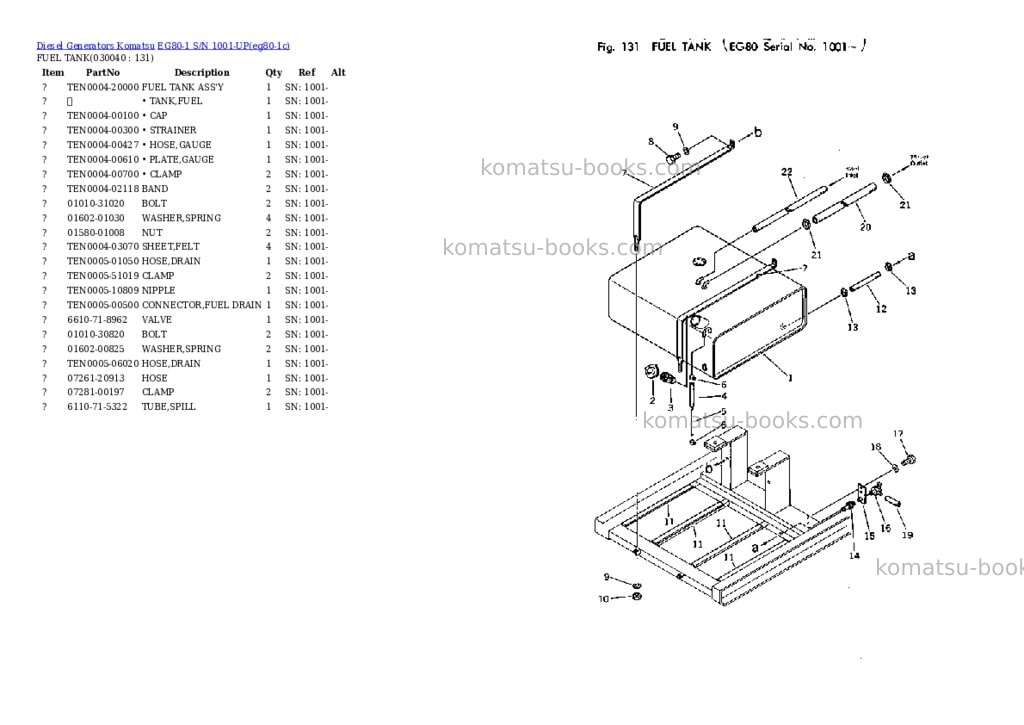 Komatsu EG80-1 S/N 1001-UP Parts catalog cover Page 3