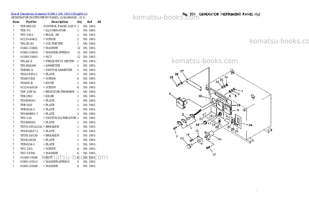 Komatsu EG80-1 S/N 1001-UP Parts catalog cover Page 9