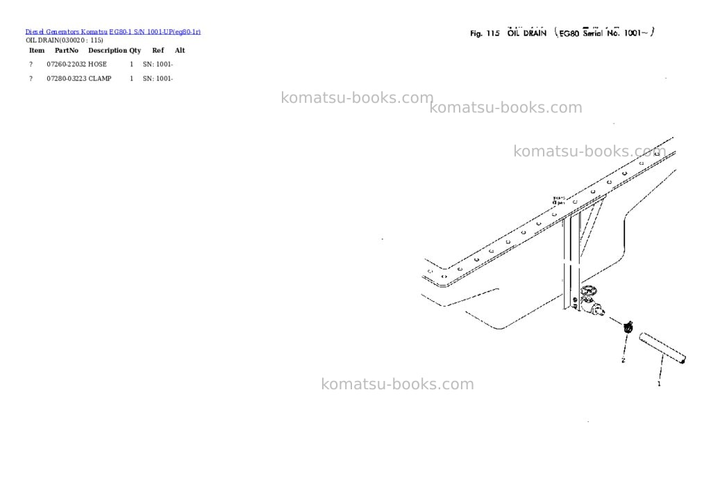 Komatsu eg80-1 s/n 1001-up Parts catalog cover