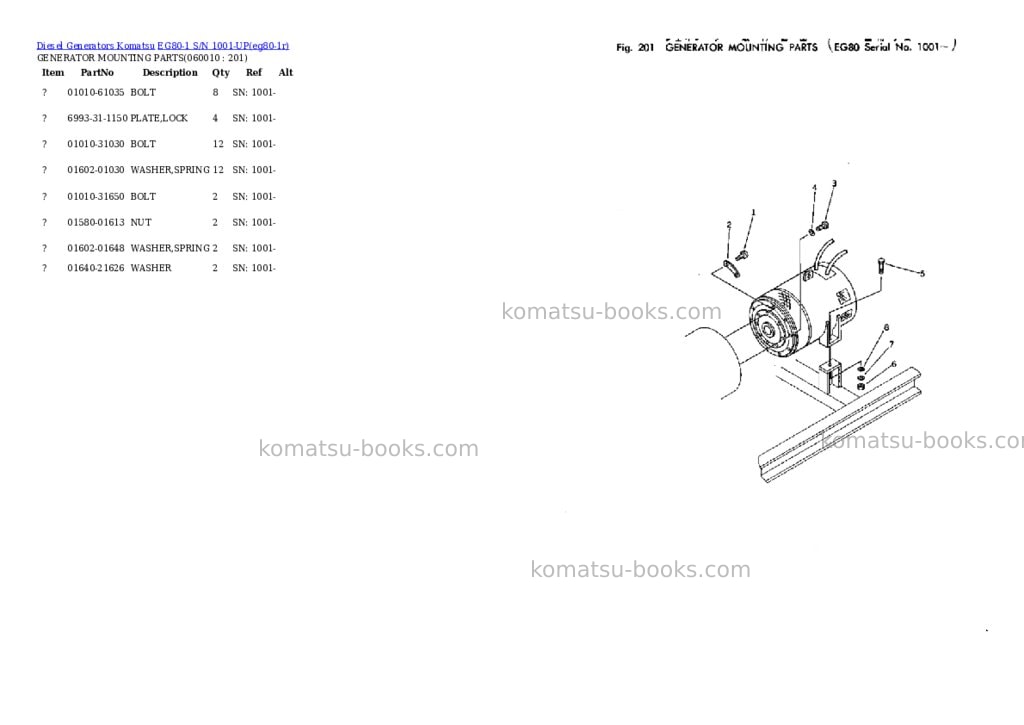 Komatsu eg80-1 s/n 1001-up Parts catalog cover Page 7