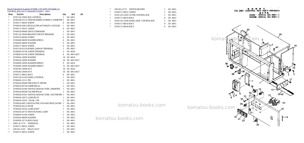 Komatsu EG85B-1 S/N 4001-UP Parts catalog cover Page 2