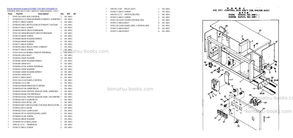 Komatsu EG85B-1 S/N 4001-UP Parts catalog cover Page 3
