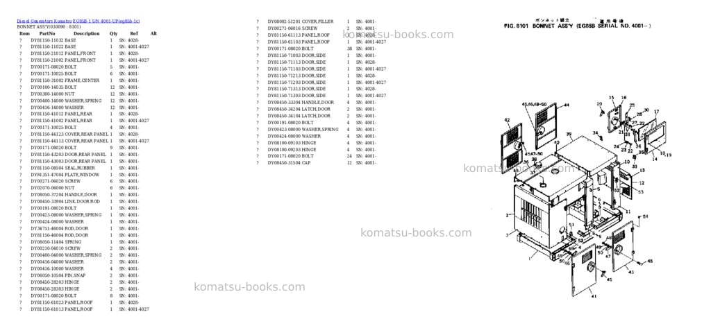 Komatsu EG85B-1 S/N 4001-UP Parts catalog cover Page 9
