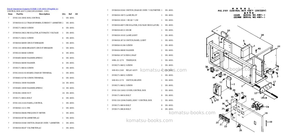 Komatsu eg85b-1 s/n 4001-up Parts catalog cover Page 4