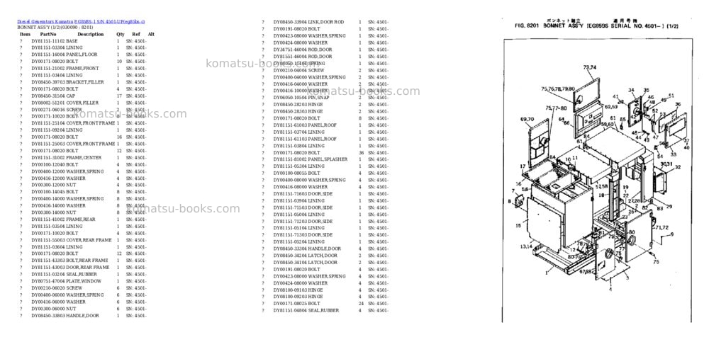 Komatsu EG85BS-1 S/N 4501-UP Parts catalog cover Page 9
