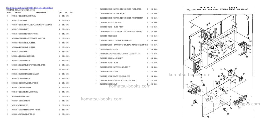 Komatsu eg85bs-1 s/n 4501-up Parts catalog cover Page 2