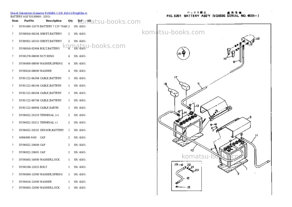 Komatsu eg85bs-1 s/n 4501-up Parts catalog cover Page 6