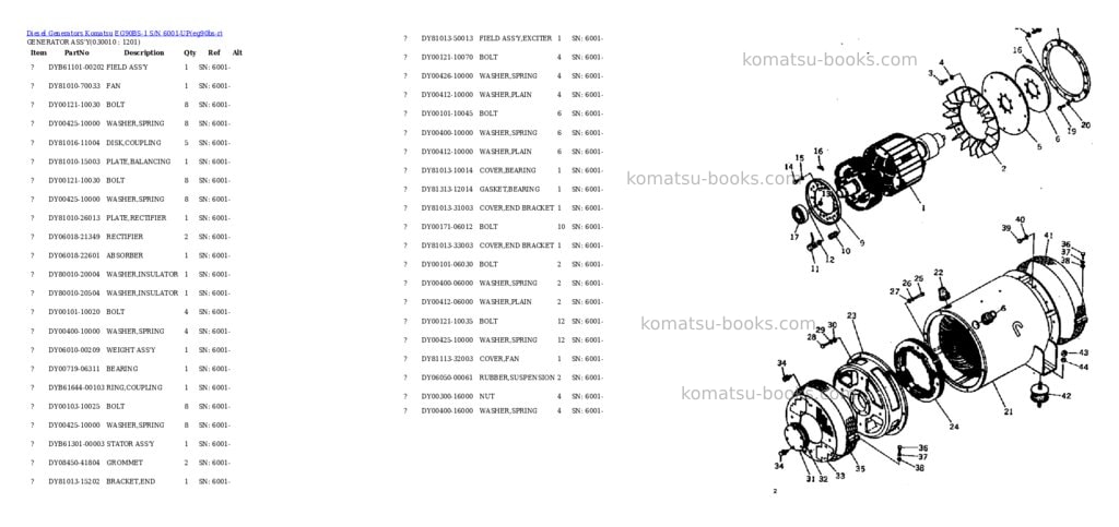 Komatsu eg90bs-1 s/n 6001-up Parts catalog cover Komatsu eg90bs-1 s/n 6001-up Parts catalog cover