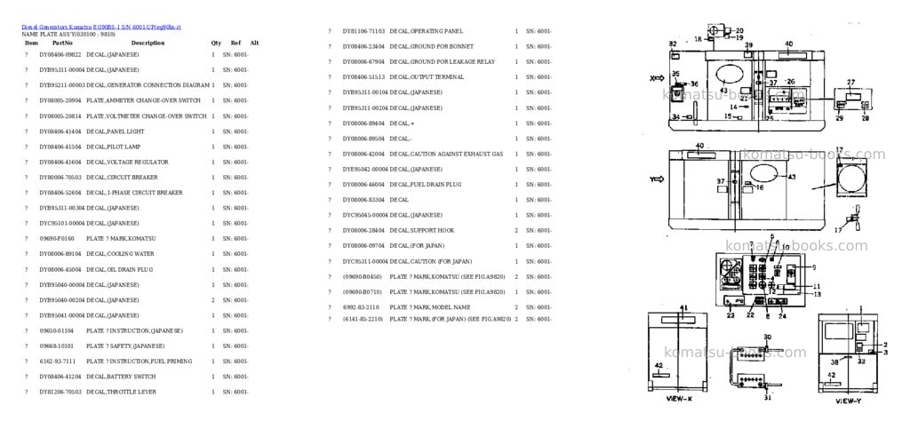 Komatsu eg90bs-1 s/n 6001-up Parts catalog cover Page 10 Komatsu eg90bs-1 s/n 6001-up Parts catalog cover Page 10