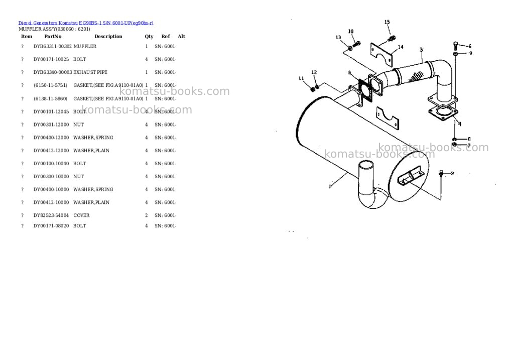Komatsu eg90bs-1 s/n 6001-up Parts catalog cover Page 6 Komatsu eg90bs-1 s/n 6001-up Parts catalog cover Page 6