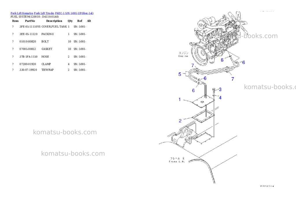 Komatsu f4ec-1 s/n 5001-up Parts catalog cover Page 7