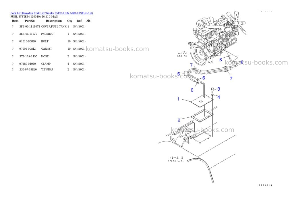 Komatsu f5ec-1 s/n 5001-up Parts catalog cover Page 7 Komatsu f5ec-1 s/n 5001-up Parts catalog cover Page 7