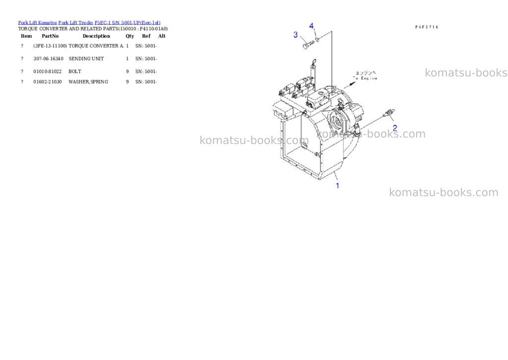 Komatsu f5ec-1 s/n 5001-up Parts catalog cover Page 8 Komatsu f5ec-1 s/n 5001-up Parts catalog cover Page 8