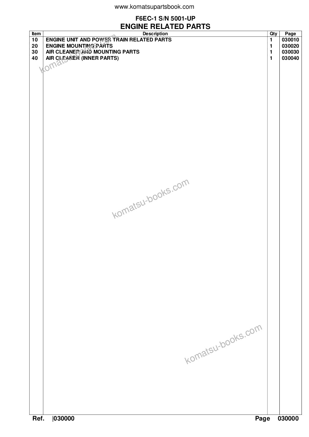 Komatsu f6ec-1 s/n 5001-up Parts catalog cover Page 2