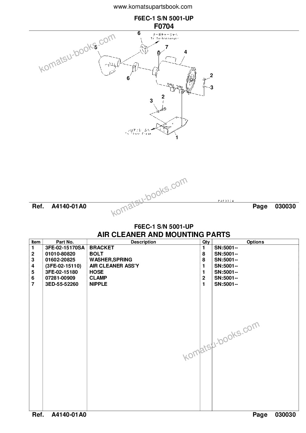 Komatsu f6ec-1 s/n 5001-up Parts catalog cover Page 5