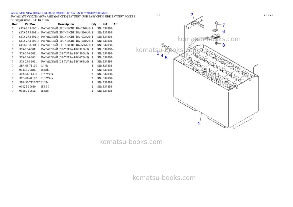 Komatsu fb09h-18-12-a s/n 837898-up Parts catalog cover Page 4