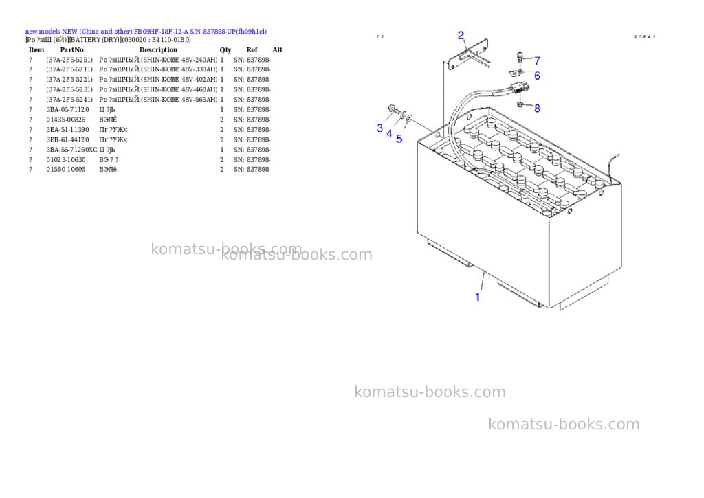 Komatsu fb09hf-18f-12-a s/n 837898-up Parts catalog cover Komatsu fb09hf-18f-12-a s/n 837898-up Parts catalog cover