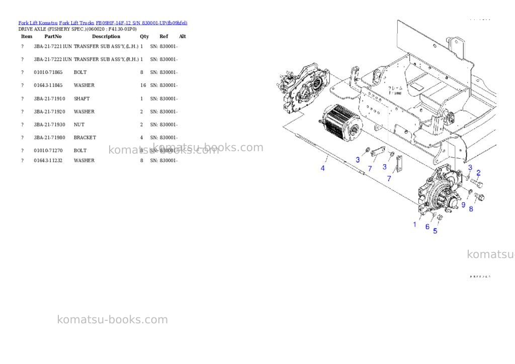 Komatsu FB09HF-14F-12 S/N 830001-UP Parts catalog cover Page 7