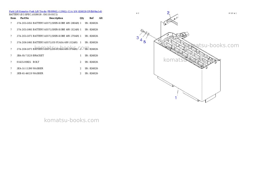 Komatsu fb09ml-13ml-12-a s/n 826828-up Parts catalog cover Page 2 Komatsu fb09ml-13ml-12-a s/n 826828-up Parts catalog cover Page 2