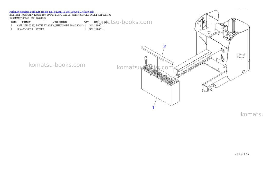 Komatsu FB10/13RL-15 S/N 150001-UP Parts catalog cover Page 3 Komatsu FB10/13RL-15 S/N 150001-UP Parts catalog cover Page 3