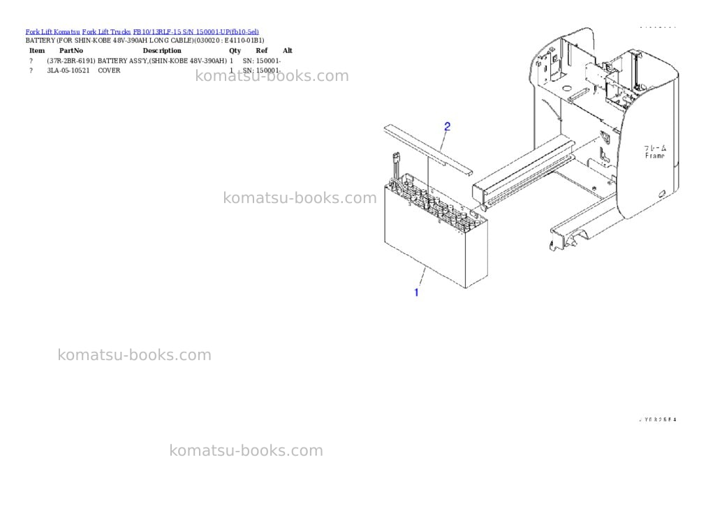 Komatsu FB10/13RLF-15 S/N 150001-UP Parts catalog cover Komatsu FB10/13RLF-15 S/N 150001-UP Parts catalog cover
