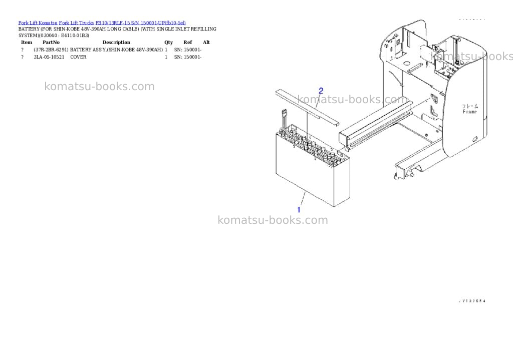 Komatsu FB10/13RLF-15 S/N 150001-UP Parts catalog cover Page 3 Komatsu FB10/13RLF-15 S/N 150001-UP Parts catalog cover Page 3