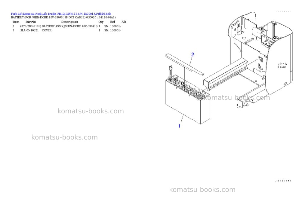 Komatsu FB10/13RW-15 S/N 150001-UP Parts catalog cover
