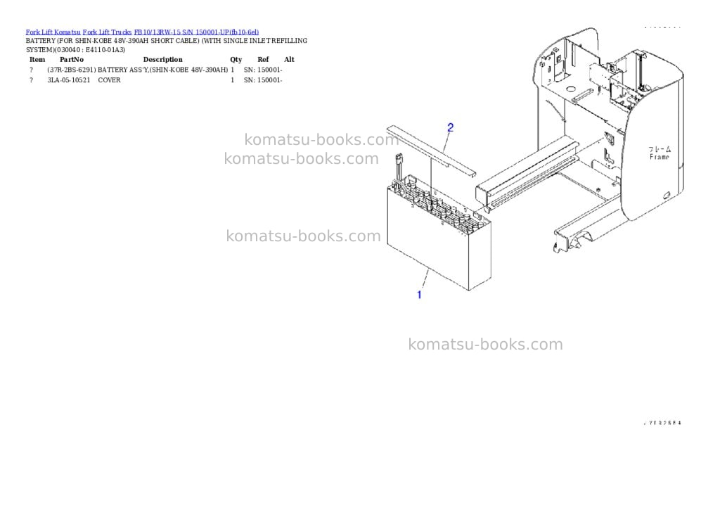Komatsu FB10/13RW-15 S/N 150001-UP Parts catalog cover Page 3