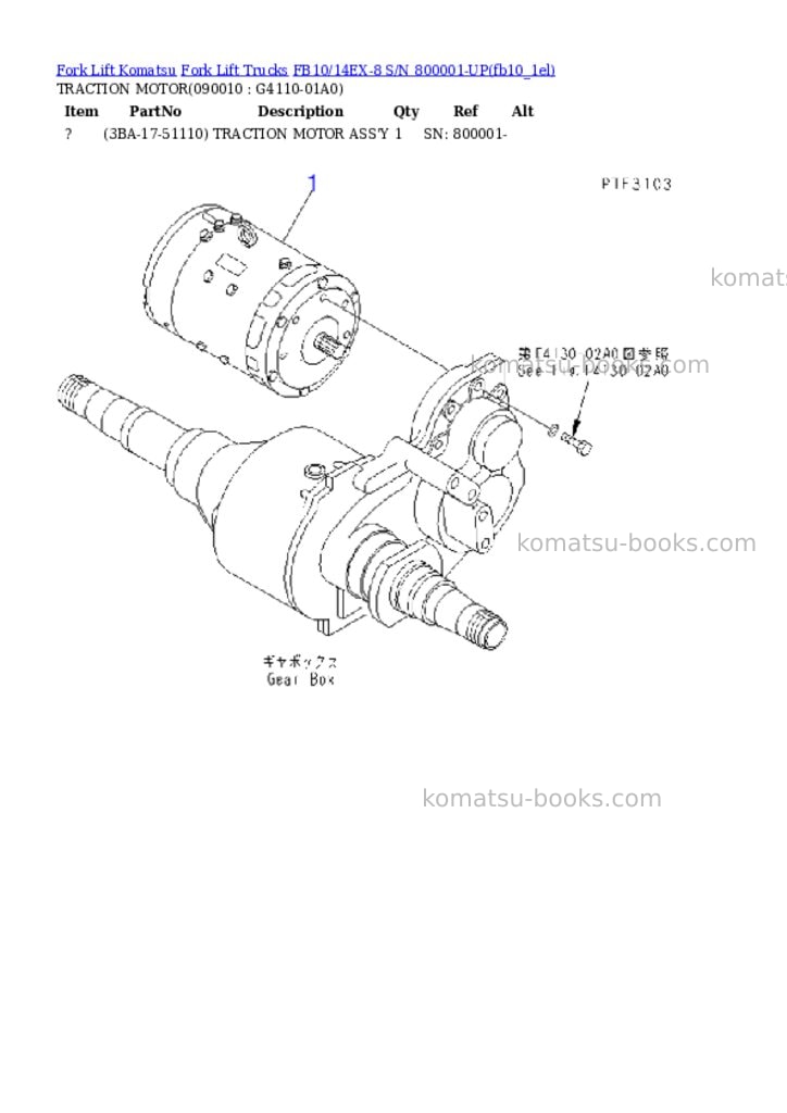 Komatsu fb10/14ex-8 s/n 800001-up Parts catalog cover Page 7 Komatsu fb10/14ex-8 s/n 800001-up Parts catalog cover Page 7
