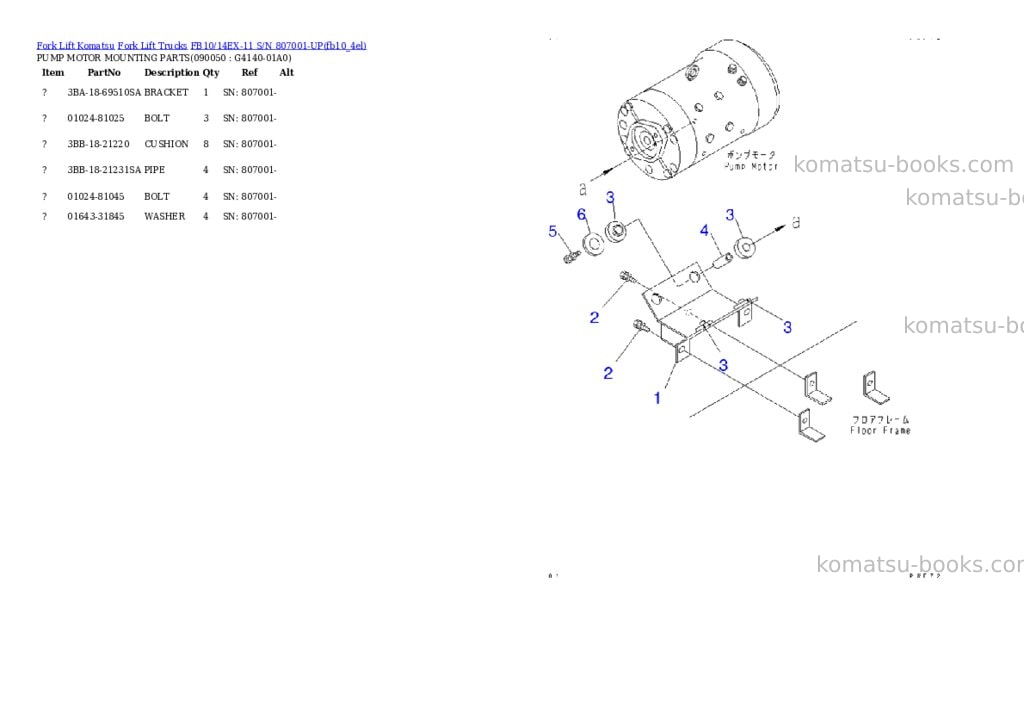 Komatsu FB10/14EX-11 S/N 807001-UP Parts catalog cover Page 10 Komatsu FB10/14EX-11 S/N 807001-UP Parts catalog cover Page 10