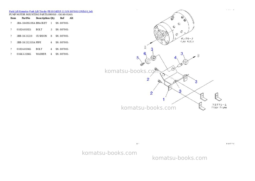 Komatsu FB10/14EXF-11 S/N 807001-UP Parts catalog cover Page 10 Komatsu FB10/14EXF-11 S/N 807001-UP Parts catalog cover Page 10