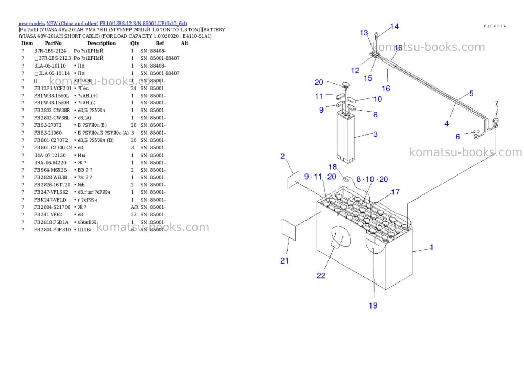 Komatsu fb10/13rs-12 s/n 85001-up Parts catalog cover