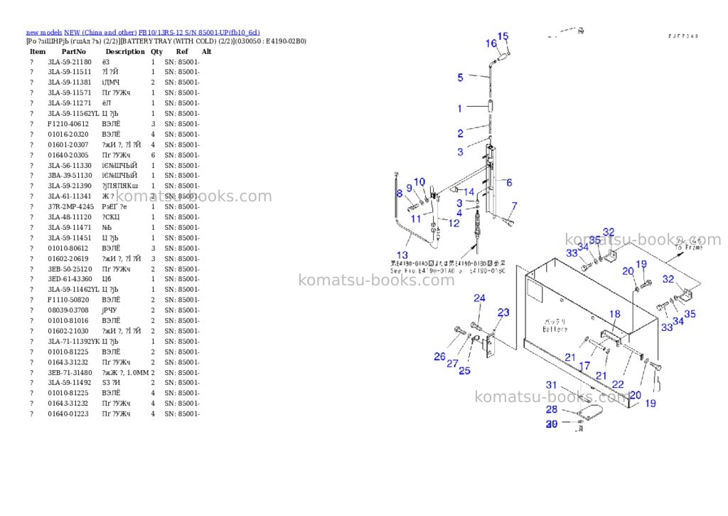 Komatsu fb10/13rs-12 s/n 85001-up Parts catalog cover Page 4