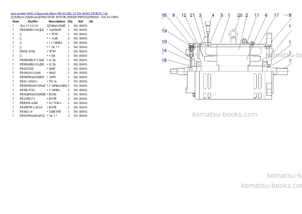 Komatsu fb10/13rl-12 s/n 85001-up Parts catalog cover Page 10