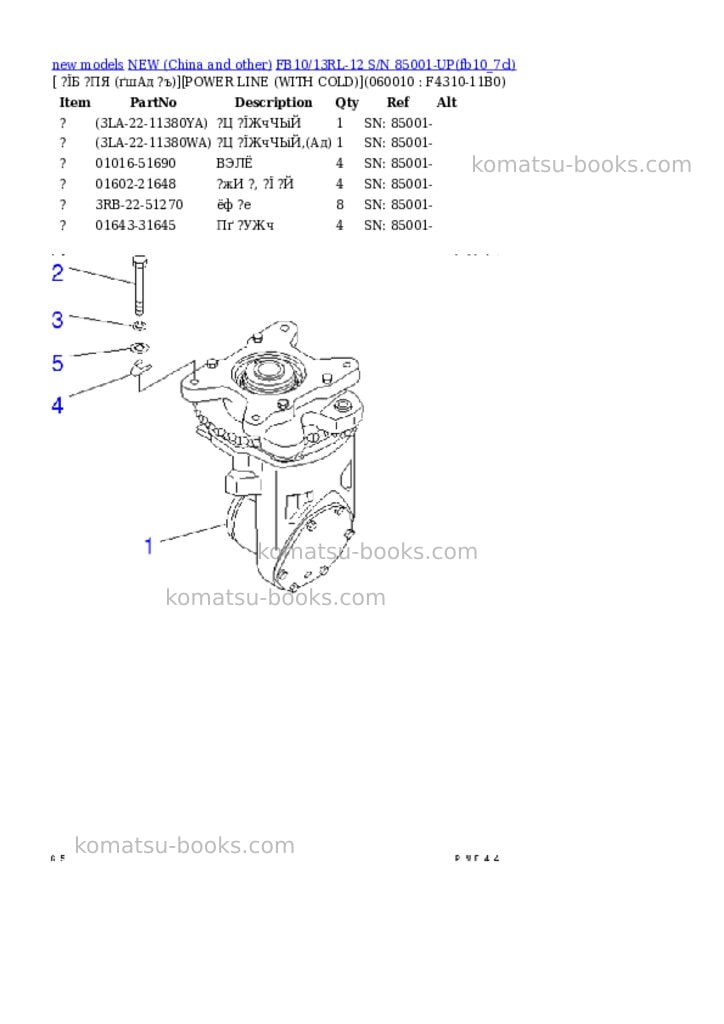 Komatsu fb10/13rl-12 s/n 85001-up Parts catalog cover Page 5