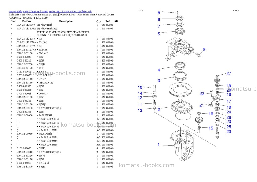 Komatsu fb10/13rl-12 s/n 85001-up Parts catalog cover Page 6