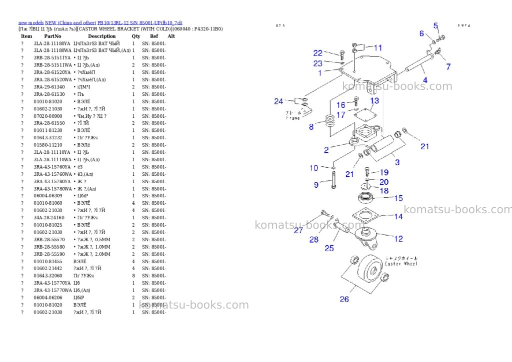 Komatsu fb10/13rl-12 s/n 85001-up Parts catalog cover Page 8