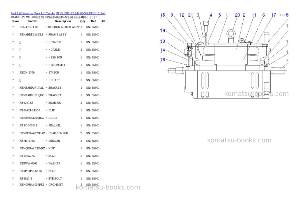 Komatsu FB10/13RL-12 S/N 85001-UP Parts catalog cover Page 10