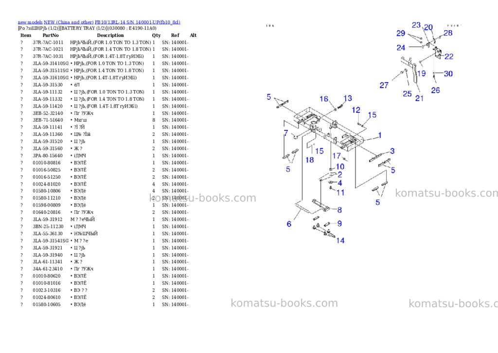 Komatsu fb10/13rl-14 s/n 140001-up Parts catalog cover Page 7