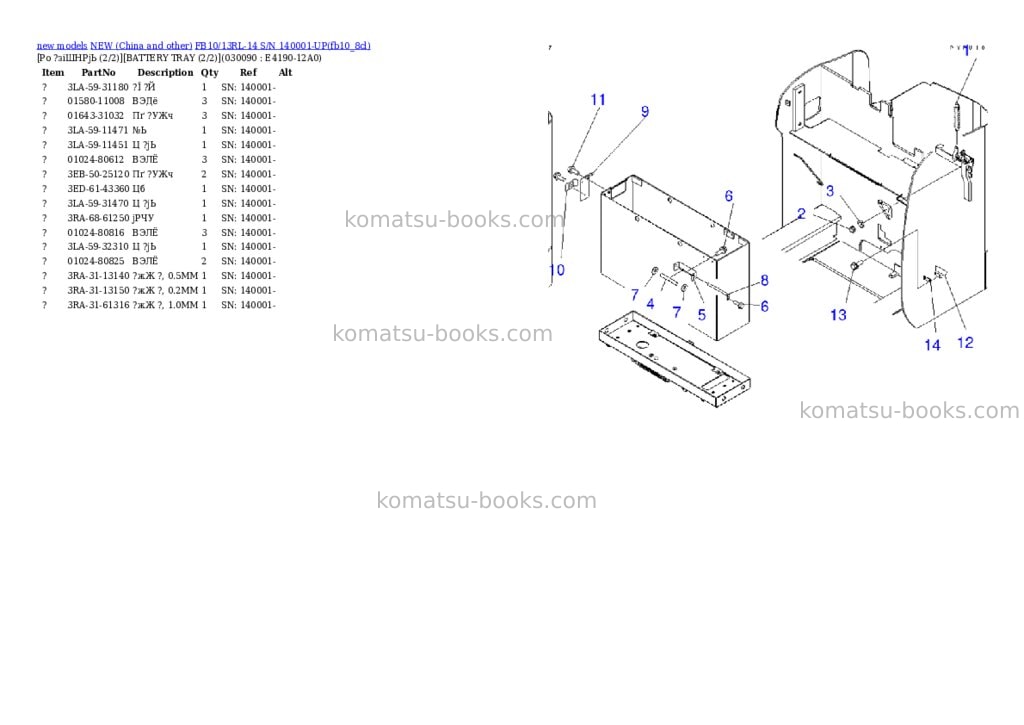 Komatsu fb10/13rl-14 s/n 140001-up Parts catalog cover Page 8